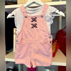 Tommy Hilfiger Pink Denim Overalls Matching Set